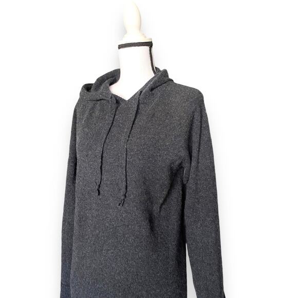 Bella Dahl Cashmere Hoodie Dress Sz S Heather Charcoal Long Sleeve Short Length - Picture 3 of 11